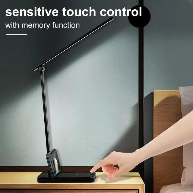 Alt view image 4 of 7 - LED Desk Lamp, Eye-Caring Table Lamps with 5 Brightness Levels & 5 Lighting Modes, 45 Min Auto Timer, Touch Control and Memory Function, Dimmable Home Office Study Reading Desk Light,Black
