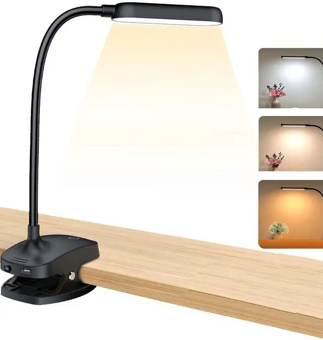 Main image of Desk Lamp Clip On Light-7W 2600mAH Flexible Gooseneck Battery Operated Rechargeable Reading Lamp with Clamp & Stepless Brightness for Desk,Piano,Bed Headboard and Computers