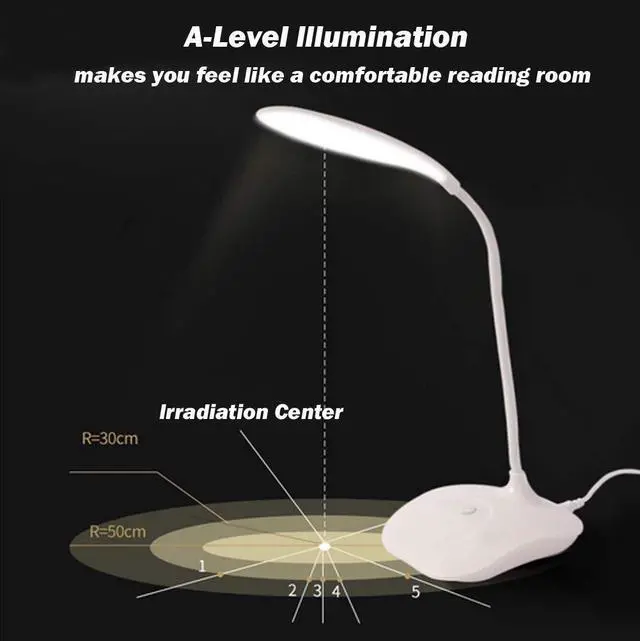 Alt view image 3 of 7 - LED Table Lamp,Portable Eye-Protected Flexible Gooseneck Small Desk Lights for Dorm Study Office Bedroom-USB or 3 AA Batteries Powered -Not Include Batteries(1 Pack)