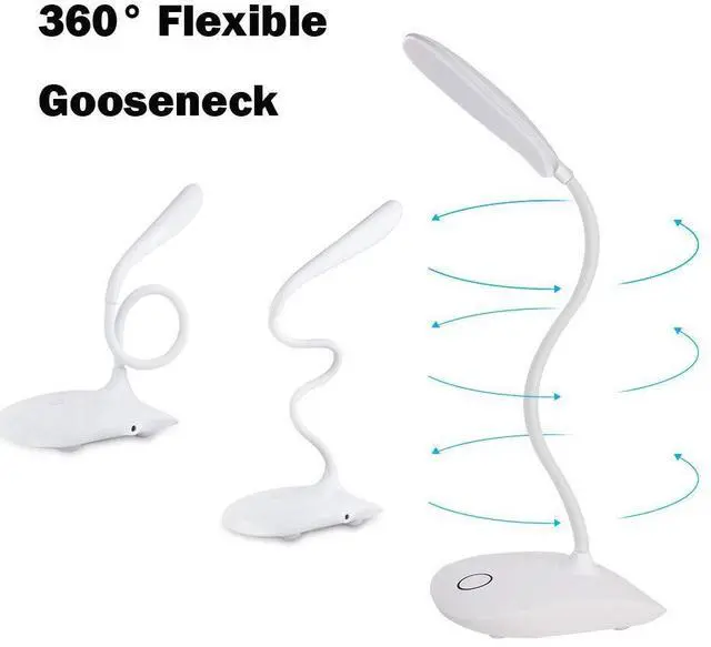 Alt view image 5 of 7 - LED Table Lamp,Portable Eye-Protected Flexible Gooseneck Small Desk Lights for Dorm Study Office Bedroom-USB or 3 AA Batteries Powered -Not Include Batteries(1 Pack)
