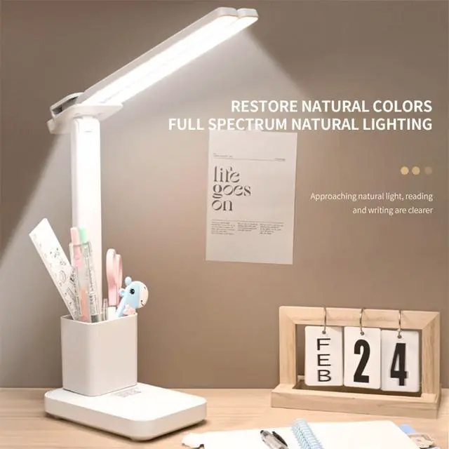 Alt view image 5 of 7 - Rechargeable Desk Lamp, Small Desk Light with 3 Color Temperatures & Stepless Dimming, Battery Powered Table Lamp for Home Office, Eye-Caring Study Lamp with USB-C Charging Port (FOLD-699ADUAL)