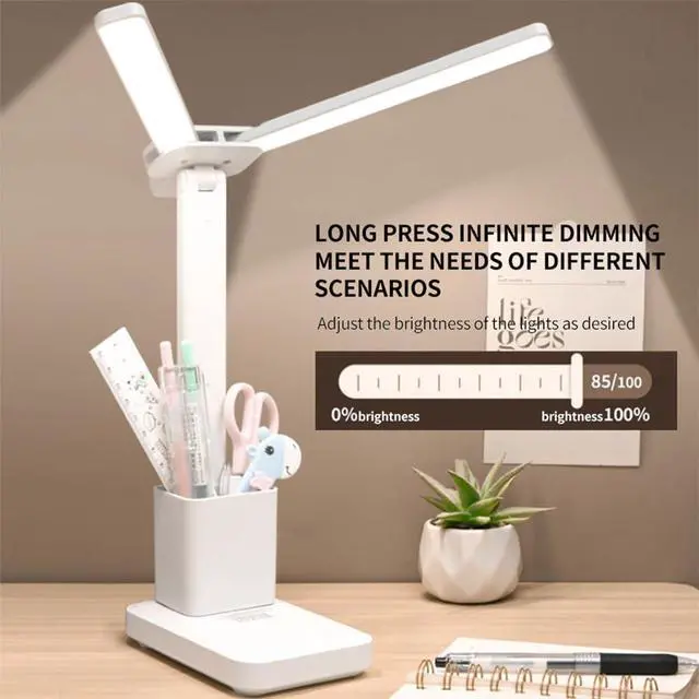 Alt view image 7 of 7 - Rechargeable Desk Lamp, Small Desk Light with 3 Color Temperatures & Stepless Dimming, Battery Powered Table Lamp for Home Office, Eye-Caring Study Lamp with USB-C Charging Port (FOLD-699ADUAL)