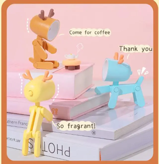 Alt view image 4 of 7 - Cute Night Light for Kids, Mini Led Table Desk Lamp, Decorative Lamp Indoor Nightstand, Animal Pet Nightlights, Christmas Decorate Birthday Gifts for Children, Students (1 x Blue Deer)