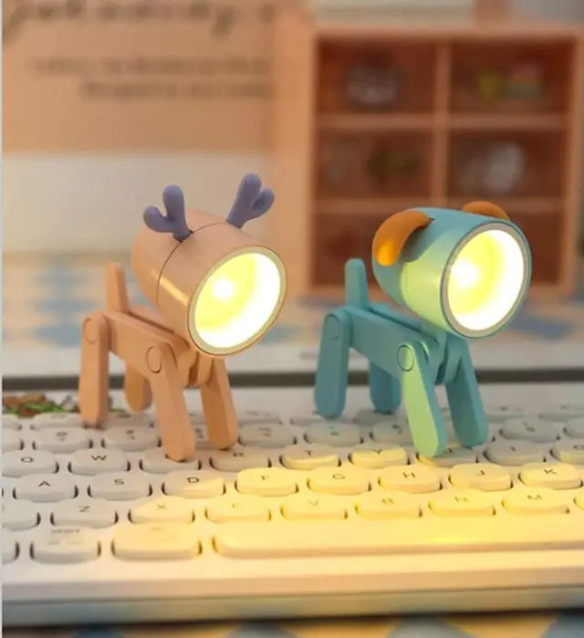 Alt view image 5 of 7 - Cute Night Light for Kids, Mini Led Table Desk Lamp, Decorative Lamp Indoor Nightstand, Animal Pet Nightlights, Christmas Decorate Birthday Gifts for Children, Students (1 x Blue Deer)