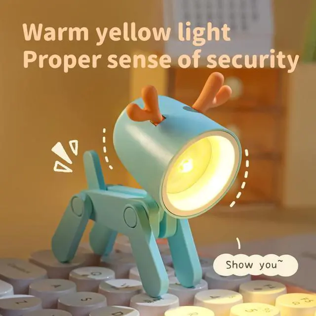 Alt view image 3 of 7 - Cute Night Light for Kids, Mini Led Table Desk Lamp, Decorative Lamp Indoor Nightstand, Animal Pet Nightlights, Christmas Decorate Birthday Gifts for Children, Students (1 x Blue Deer)