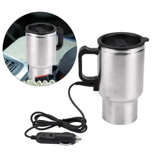 Alt view image 6 of 7 - Electric Car Kettle, 12V Portable Water Stainless Steel Heated Pot Cigarette Lighter Charger Travel Warmer Hot Coffee Tea Truck Heating Cup Automobile Teapot Mug Heater Airtight Lid 450ml