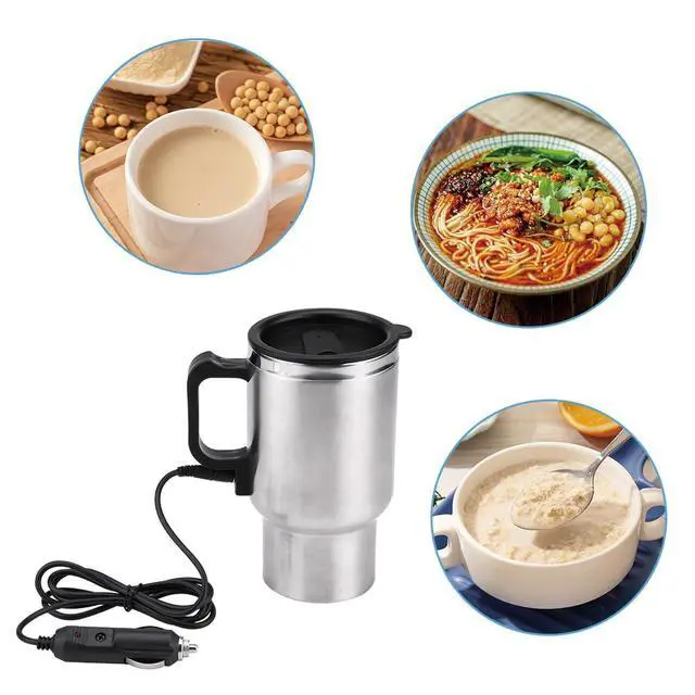 Alt view image 7 of 7 - Electric Car Kettle, 12V Portable Water Stainless Steel Heated Pot Cigarette Lighter Charger Travel Warmer Hot Coffee Tea Truck Heating Cup Automobile Teapot Mug Heater Airtight Lid 450ml