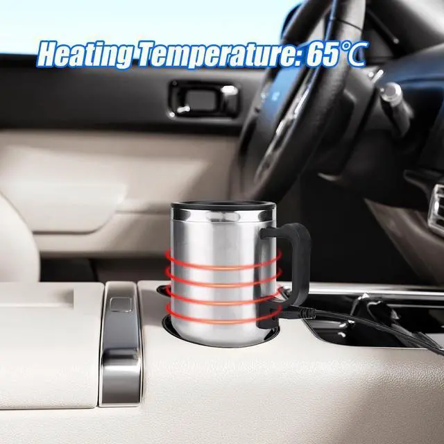 Alt view image 2 of 7 - Car Heating Cup, Car Electric Kettle Stainless Steel Coffee Cup Warmer Portable 12v Heat up to 65°C Insulated Heated Mug Keep Milk Warm For Travel Water Tea Drivers Men Fathers 450ml