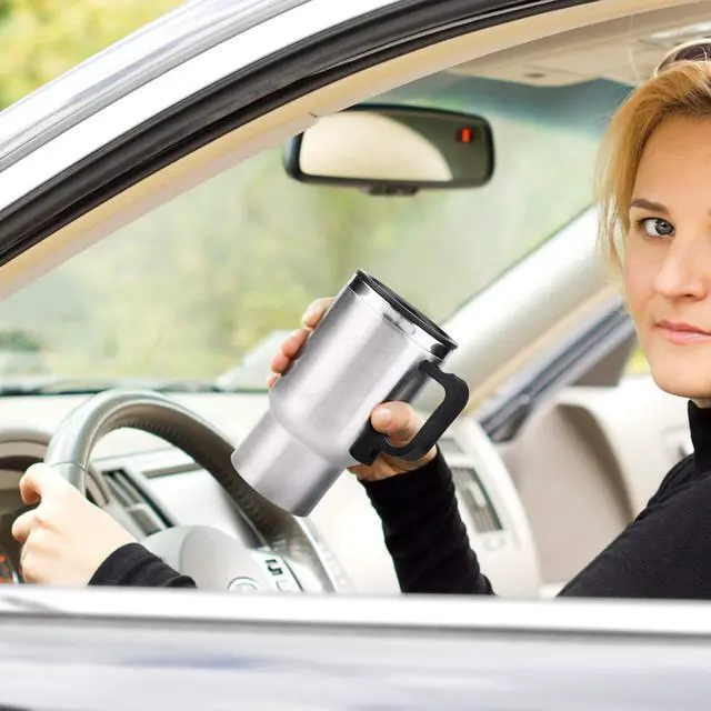 Alt view image 3 of 7 - Car Heating Cup, Car Electric Kettle Stainless Steel Coffee Cup Warmer Portable 12v Heat up to 65°C Insulated Heated Mug Keep Milk Warm For Travel Water Tea Drivers Men Fathers 450ml