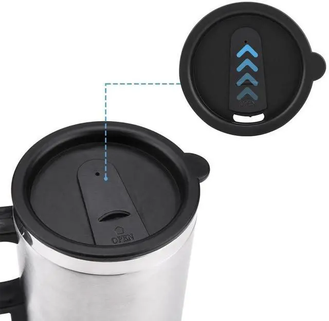 Alt view image 6 of 7 - Car Heating Cup, Car Electric Kettle Stainless Steel Coffee Cup Warmer Portable 12v Heat up to 65°C Insulated Heated Mug Keep Milk Warm For Travel Water Tea Drivers Men Fathers 450ml