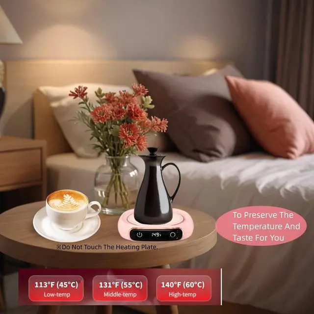 Alt view image 5 of 7 - Coffee Mug Warmer for Desk,Multi-Purpose Cup Warmer for All Bottles&Cups,Fast Heating Mug Warmer for Tea &Coffee with 3 Temp Settings,Portable Bottle Warmer for Breastmilk,8 Hours Auto Shut Off,Green