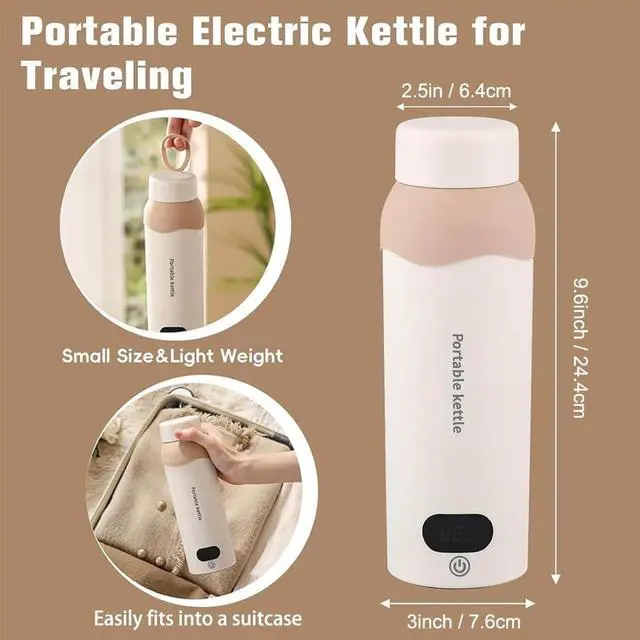Alt view image 6 of 7 - Travel Electric Kettle Small 304 Stainless Steel Portable Kettle with Automatic Shut Off & 6 Temperature Control for Coffee/Tea/Milk, 450mL Mini Hot Water Boiler