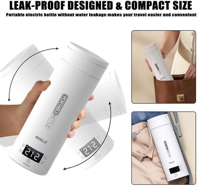 Alt view image 4 of 7 - Travel Kettle Portable Electric Kettle, Small Mini Tea Coffee Kettle Water Boiler With 4 Variable Settings, 316 Stainless Steel, Fast Boiling Water with Auto Shut-Off & Boil Dry Protection