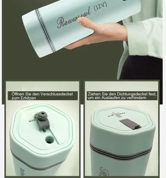 Alt view image 6 of 7 - Portable Electric Travel Kettle, 350ml, BPA-Free & Food-Grade 304 Stainless Steel, Heats to 98°C, One-Button Operation & Auto Shut-Off, 12V/7A 80W Car Kettle for Car, Truck, RV