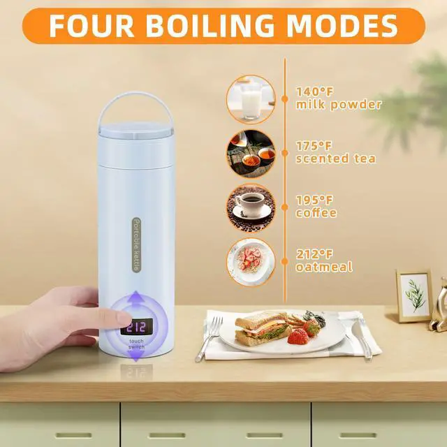 Alt view image 3 of 6 - Travel Electric Kettle, 380ml Small Portable Electric Tea Kettle Water Boiler, Fast Boil and Auto Shut Off Hot Water Kettle, 4 Temperature Mode