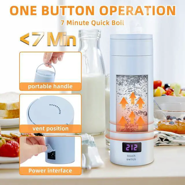 Alt view image 4 of 6 - Travel Electric Kettle, 380ml Small Portable Electric Tea Kettle Water Boiler, Fast Boil and Auto Shut Off Hot Water Kettle, 4 Temperature Mode
