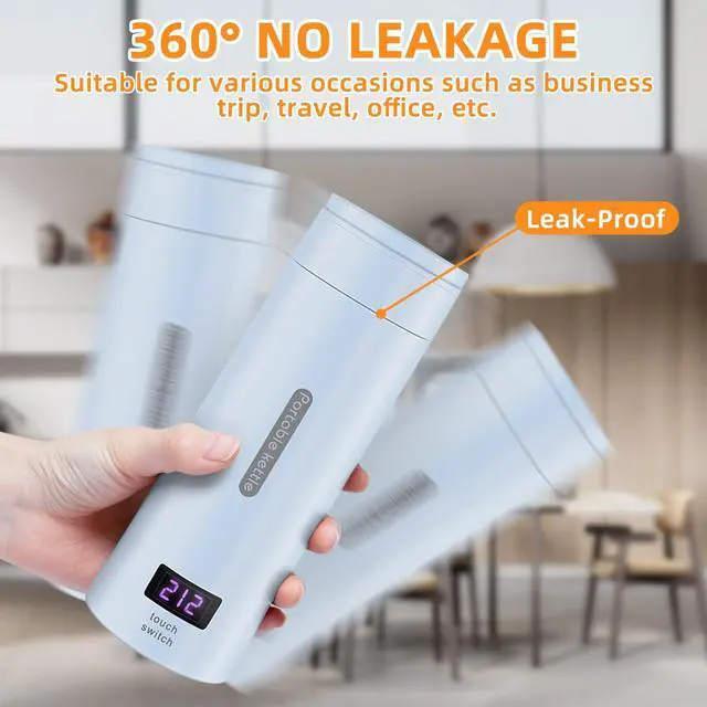 Alt view image 6 of 6 - Travel Electric Kettle, 380ml Small Portable Electric Tea Kettle Water Boiler, Fast Boil and Auto Shut Off Hot Water Kettle, 4 Temperature Mode