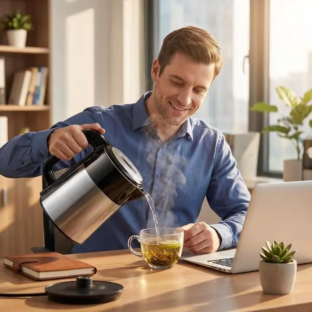 Alt view image 3 of 6 - 1L Small Travel Electric Kettle 1000W Portable Mini Hot Water Boiler