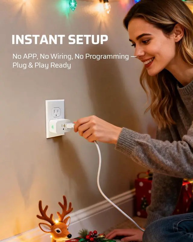 Alt view image 2 of 7 - Remote Control Outlet Wireless Wall Mounted Light Switch, Electrical Plug in On Off Power Switch for Lamp, Fan, Household Appliance, No Wiring, 100 Feet RF Range, Programmable
