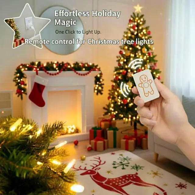 Alt view image 3 of 7 - Remote Control Outlet (Christmas Tree Light Switch): Wireless Wall Switch 100ft Indoor Range On/Off Outlet for Holiday Lights & Small Appliances Pre-Programmed & No Wiring