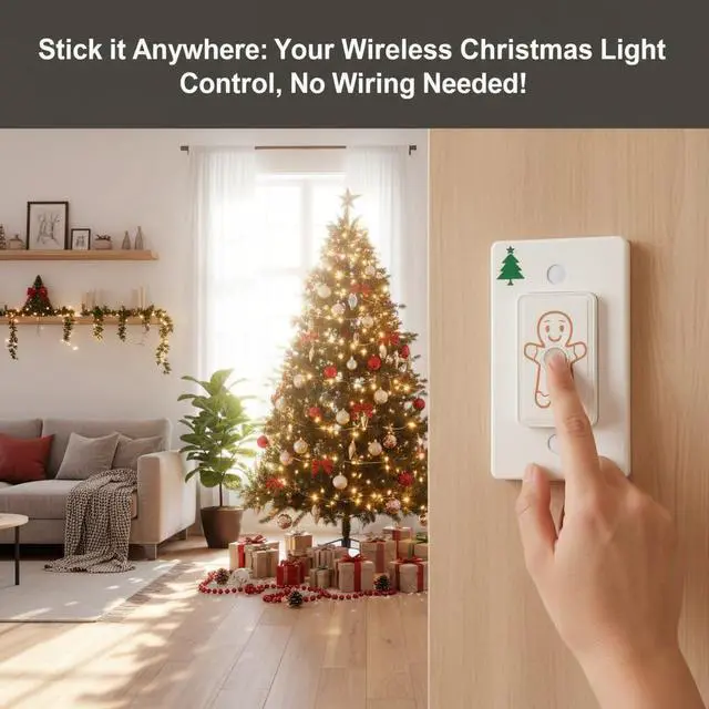 Alt view image 4 of 7 - Remote Control Outlet (Christmas Tree Light Switch): Wireless Wall Switch 100ft Indoor Range On/Off Outlet for Holiday Lights & Small Appliances Pre-Programmed & No Wiring