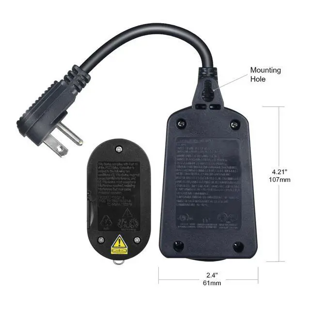 Alt view image 4 of 6 - Outdoor Wireless Remote Control Outlets Waterproof Design, 100-Foot RF Range, 3 Receivers & 1 Remote, Battery Included, 10A/1/2HP, UL Listed