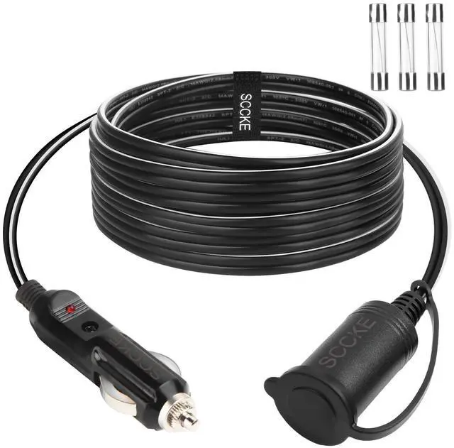 Main image of 14AWG Premium Pure Copper 12V 24V Car Cigarette Lighter Socket Extension Cord, 10ft / 3.05m 14 AWG Cable Wire for Car Inverter Air Pump Electric Cup car Refrigerator etc
