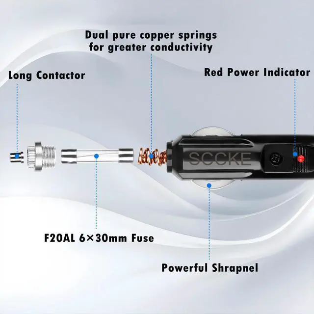 Alt view image 2 of 7 - 14AWG Premium Pure Copper 12V 24V Car Cigarette Lighter Socket Extension Cord, 10ft / 3.05m 14 AWG Cable Wire for Car Inverter Air Pump Electric Cup car Refrigerator etc
