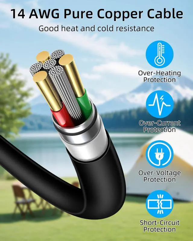 Alt view image 4 of 7 - 12V Car Refrigerator DC Power Cable 4.9FT, 14AWG Cigarette Lighter to 12 Volt Cooler Power Cord for Portable Fridge Freezer, Compressor Cooler and More (4.9FT)