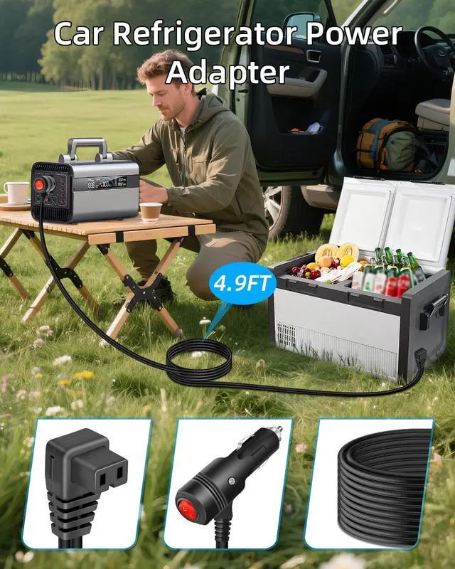 Alt view image 7 of 7 - 12V Car Refrigerator DC Power Cable 4.9FT, 14AWG Cigarette Lighter to 12 Volt Cooler Power Cord for Portable Fridge Freezer, Compressor Cooler and More (4.9FT)