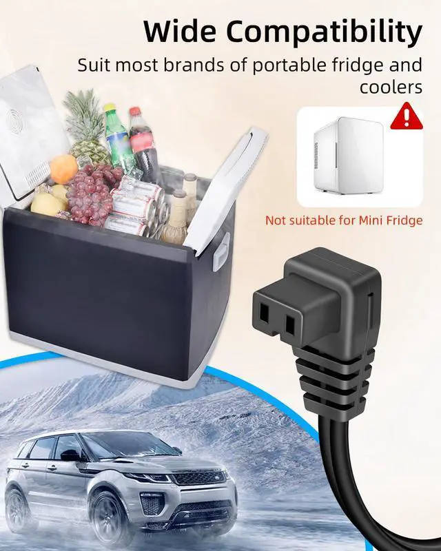 Alt view image 2 of 7 - 12V Car Refrigerator DC Power Cable 4.9FT, 14AWG Cigarette Lighter to 12 Volt Cooler Power Cord for Portable Fridge Freezer, Compressor Cooler and More (4.9FT)