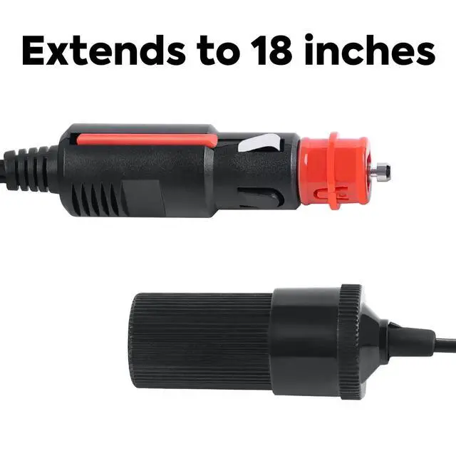 Alt view image 3 of 3 - 12 Ft 12V DC Extension Cord for Car Refrigerator, Cigarette Lighter Socket Power Cable for Portable Freezer, Electric Cooler