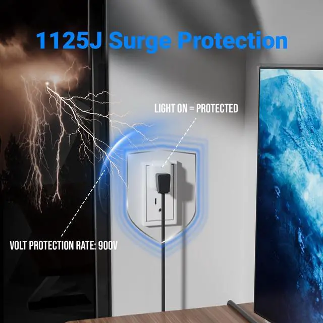 Alt view image 2 of 6 - Surge Protector Wall Tap Single Outlet Extender 1 Pack, 3 Prong Grounded Plug Power Strip Adapter with Indicator Light, 15A/125V Low Profile & Space-Saving for Home & Office Appliances-ETL-White