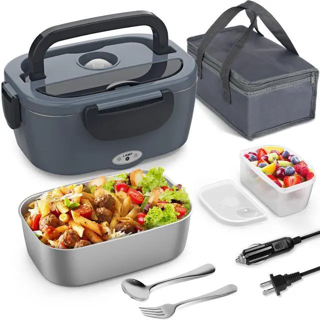 Main image of Electric Lunch Box for Adults, Heated Lunch Box Food Warmer, 80W 1.5L Portable Heating Lunchbox for Men/Work/Car/Truck, 12V 24V 110V Lonchera Eléctrica Portátil Christmas White Elephant Gifts