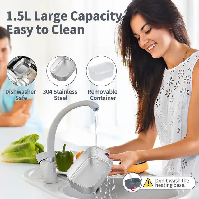 Alt view image 5 of 7 - Electric Lunch Box for Adults, Heated Lunch Box Food Warmer, 80W 1.5L Portable Heating Lunchbox for Men/Work/Car/Truck, 12V 24V 110V Lonchera Eléctrica Portátil Christmas White Elephant Gifts