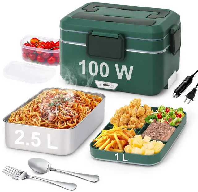 Main image of Electric Lunch Box for Adults, 100W 3.5L 2-Layer Portable Food Warmer for Men, Dual Mode 2.5L + 1L Large Heated Lunch Box for Car/Truck/Work, Lonchera Eléctrica Portátil para Calentar Almuerzo