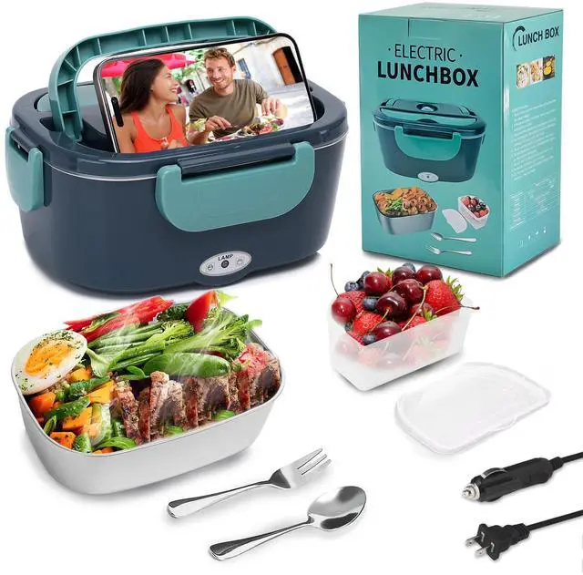 Main image of Electric Lunch Box 80W Heated Lunch Box for Adults 12/24/110V Portable Food Warmer LunchBox with 304 Stainless Steel Container for Office/Car/Truck(1.5L)