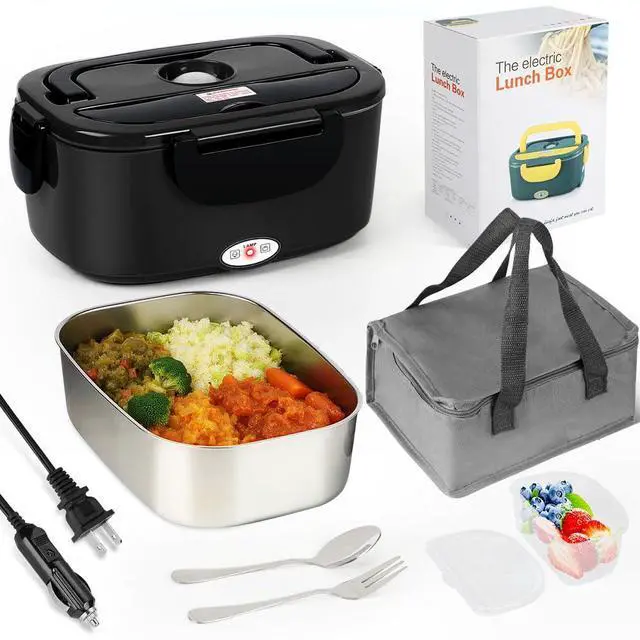 Main image of Electric Lunch Box Food Warmer Heater - 1.5L 304 Stainless Steel, 80W Heated Lunch Box for Adults, Portable Fast Heating Lunchbox Food Heater for Car/Truck/Office Lonchera Eléctrica Portátil