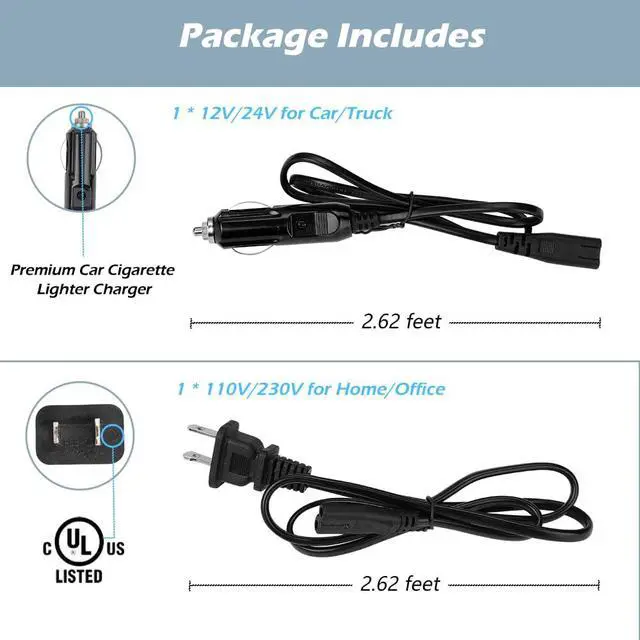 Alt view image 5 of 6 - 12V/24V Car Use, 110V Home/Office Use Power Cable for Electric Lunch Box, Portable Heating Bento Box Plug, Heated Lunchbox Replacement Power Cord Charger
