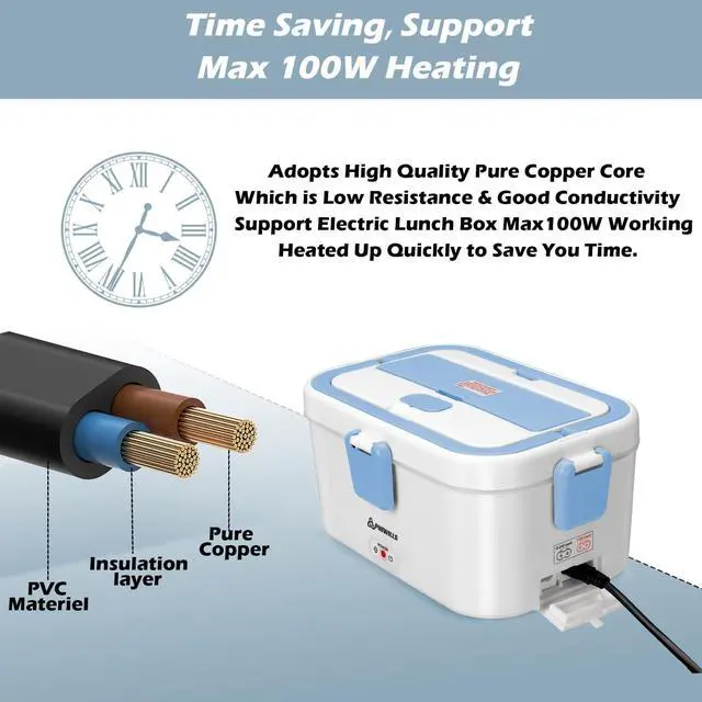 Alt view image 6 of 6 - 12V/24V Car Use, 110V Home/Office Use Power Cable for Electric Lunch Box, Portable Heating Bento Box Plug, Heated Lunchbox Replacement Power Cord Charger