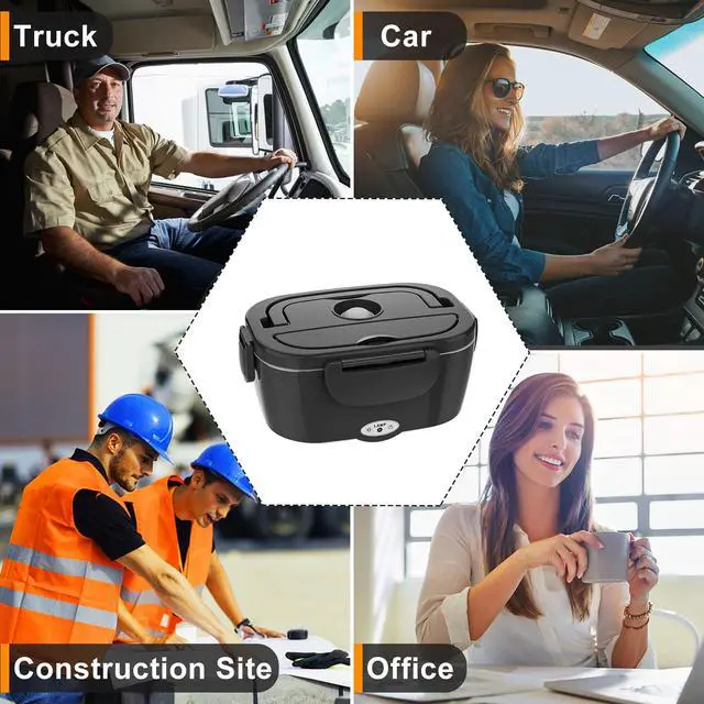 Alt view image 6 of 7 - Electric Lunch Box for Adults, 80W Rapid Heated Lunch Box 12V/24V/110V for Car/Truck/Office/Travel with 1.5L Stainless Steel Container Fork & Spoon & Insulated Bag
