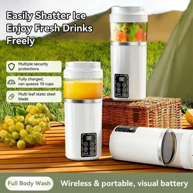 Alt view image 2 of 4 - Portable Blender, Small Smoothie & Shake Maker with 12 Blades, 4 4-speed adjustable function and LED Display, USB C Rechargeable Juice Mixer with Extra Lid for Travel, Gym, Home, 15.5oz