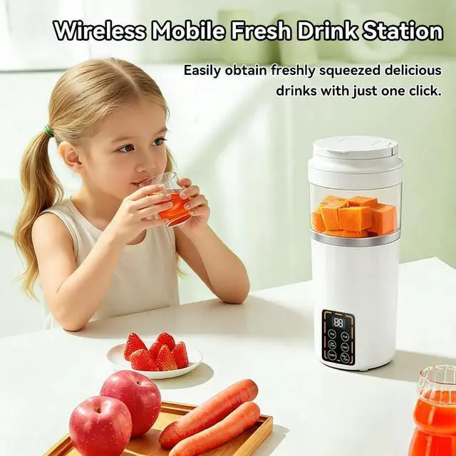 Alt view image 4 of 4 - Portable Blender, Small Smoothie & Shake Maker with 12 Blades, 4 4-speed adjustable function and LED Display, USB C Rechargeable Juice Mixer with Extra Lid for Travel, Gym, Home, 15.5oz
