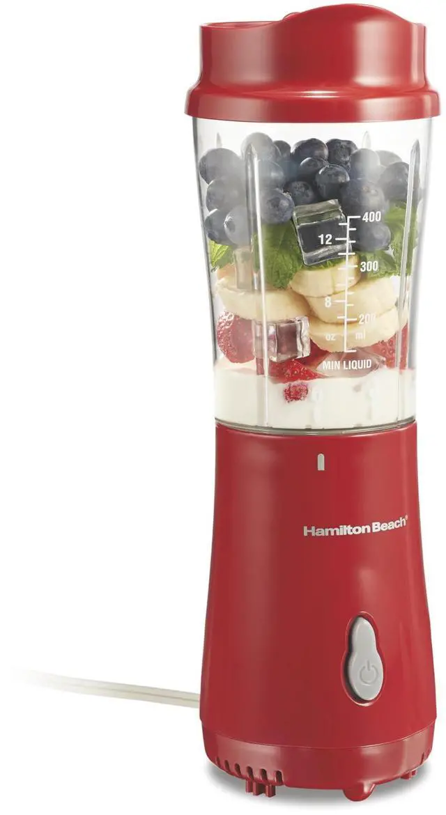 Main image of Portable Blender for Shakes and Smoothies, 14 Oz BPA Free Travel Cup & Lid, Durable Stainless Steel Blades, Personal Smoothie Blender, Red (51101RV)