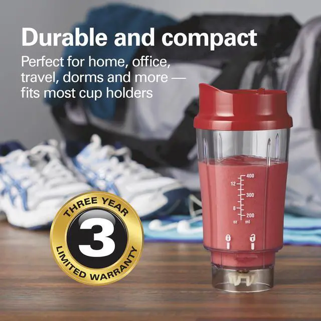 Alt view image 6 of 7 - Portable Blender for Shakes and Smoothies, 14 Oz BPA Free Travel Cup & Lid, Durable Stainless Steel Blades, Personal Smoothie Blender, Red (51101RV)