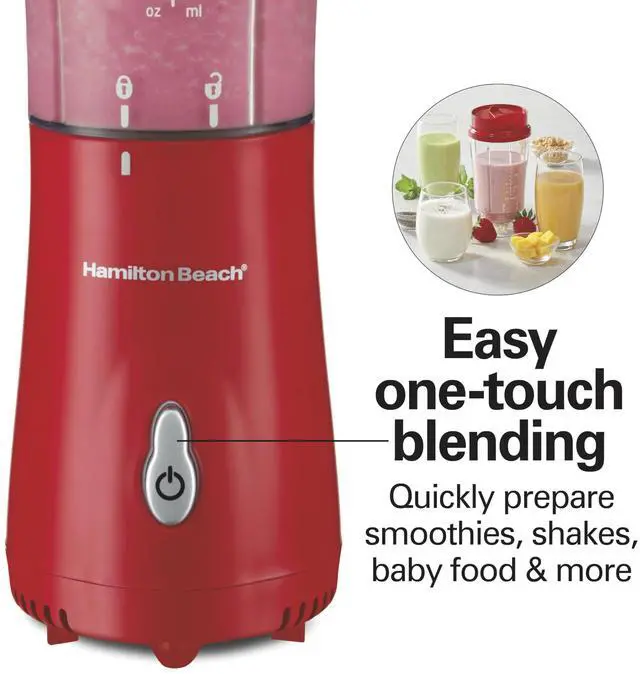 Alt view image 7 of 7 - Portable Blender for Shakes and Smoothies, 14 Oz BPA Free Travel Cup & Lid, Durable Stainless Steel Blades, Personal Smoothie Blender, Red (51101RV)
