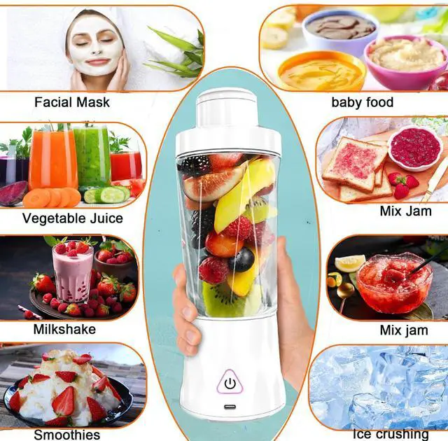 Alt view image 3 of 6 - Personal Blender,360 Watt Portable Blender for Smoothies,Milkshakes and Baby food,6000mAh USB Rechargeable,BPA Free 24 oz Portable Juicer with 6 Blades and Lid,Suitable for Outdoor Sports,Travel