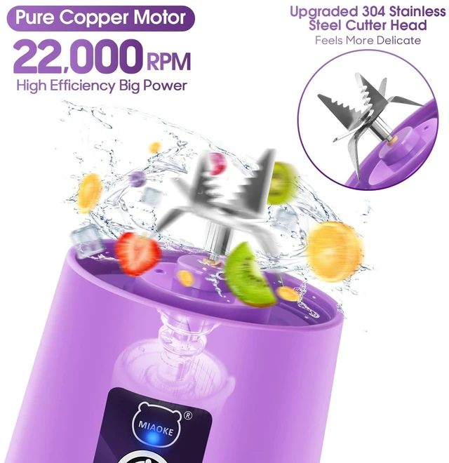 Alt view image 3 of 7 - Portable Blender, Personal Mini Juice Blender with Six Blades (Purple)