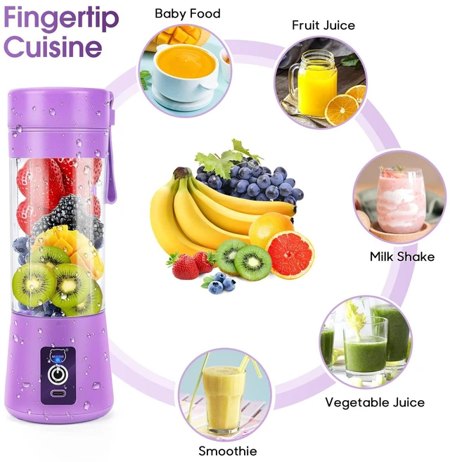 Alt view image 4 of 7 - Portable Blender, Personal Mini Juice Blender with Six Blades (Purple)