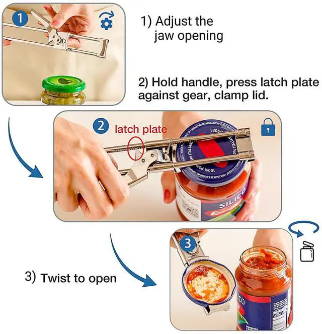 Alt view image 3 of 7 - 2 Pcs Extended Jar Openers for Weak Hands, Adjustable Stainless Steel Bottle Opener, Can Opener for Seniors with Arthritis, Large and Small Lids Gripper Household Tool, Kitchen Accessories